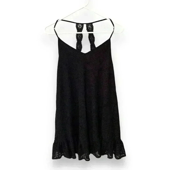 Umgee Women's Medium Black Floral Lace Ruffled Hem Back Detail Sundress - Picture 8 of 16